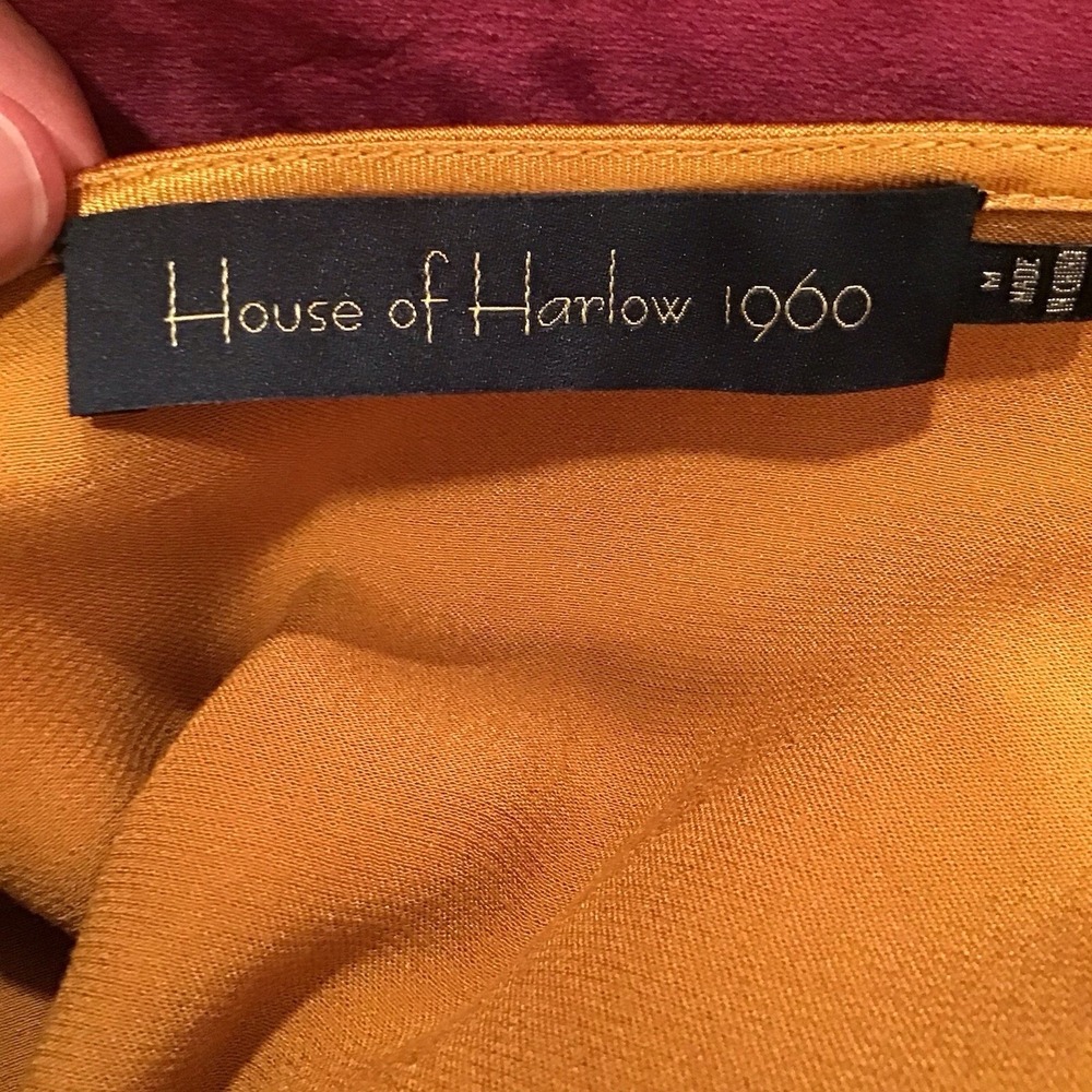 House of Harlow 1960 maxi Wrap dress Pumpkin Spice Orange Satin Medium W Flaw - Picture 6 of 16